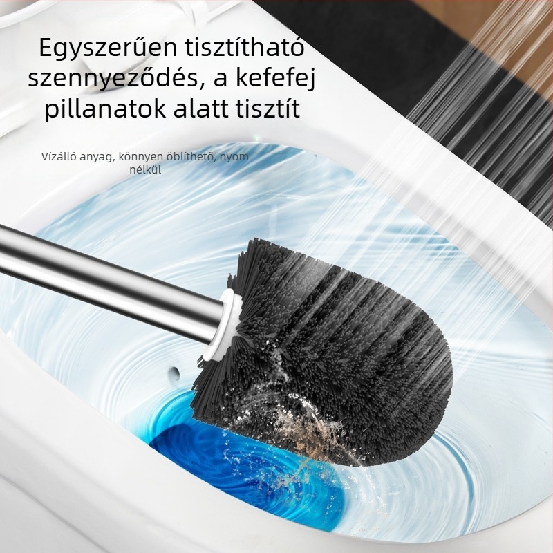 WC-kefe szett talppal és hosszú nyelemmel, holt zugok nélkül (műanyag; tartalmaz 2 kefét és 2 alapot)