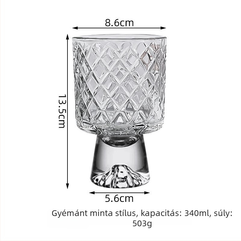 Magas desszert pohár joghurt, fagylalt, milkshake és mousse számára; egyszerű üveg, kör alakú, egy rétegű; logó nyomtatás lehetséges; testreszabás elérhető; papírdobozos csomagolás