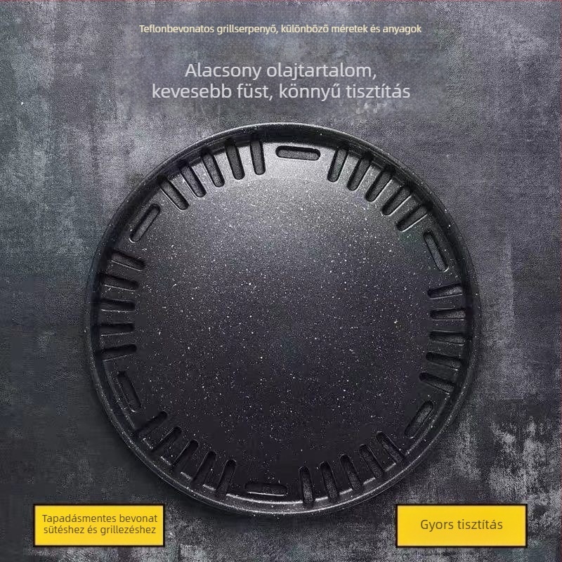 Alumínium ötvözetű Maifan-kő grilllap, tapadásmentes, koreai stílusú, hordozható