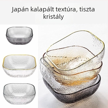 Salátástál szóda-lime üvegből, négyszögletes forma, egységes mintázat, modern minimalist stílus, mikrohullámú sütőben nem használható.