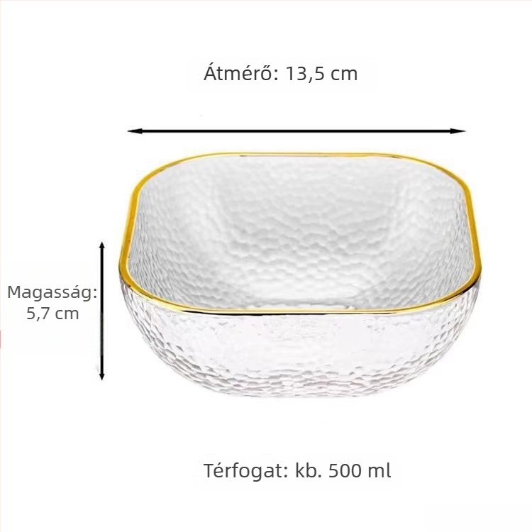 Salátástál szóda-lime üvegből, négyszögletes forma, egységes mintázat, modern minimalist stílus, mikrohullámú sütőben nem használható.
