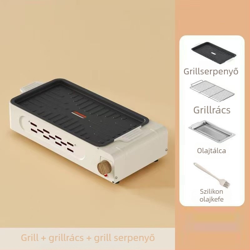 Leválasztható 2-in-1 forró fazék és grill, 1500W, 7L öntöttvas test, 220V, gombos vezérlés, cserélhető sütőedény, Shabu-Shabu funkció, 3-4 személyre