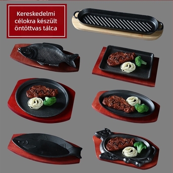 Öntöttvas grilllemez, négyzet alakú, elektroforézissel kezelt, hajtogatható.