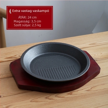 Öntöttvas grilllemez, négyzet alakú, elektroforézissel kezelt, hajtogatható.