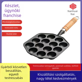 Takoyaki serpenyő öntöttvasból, bevonat nélküli, kör alakú, eredet: Hebei Xingtai