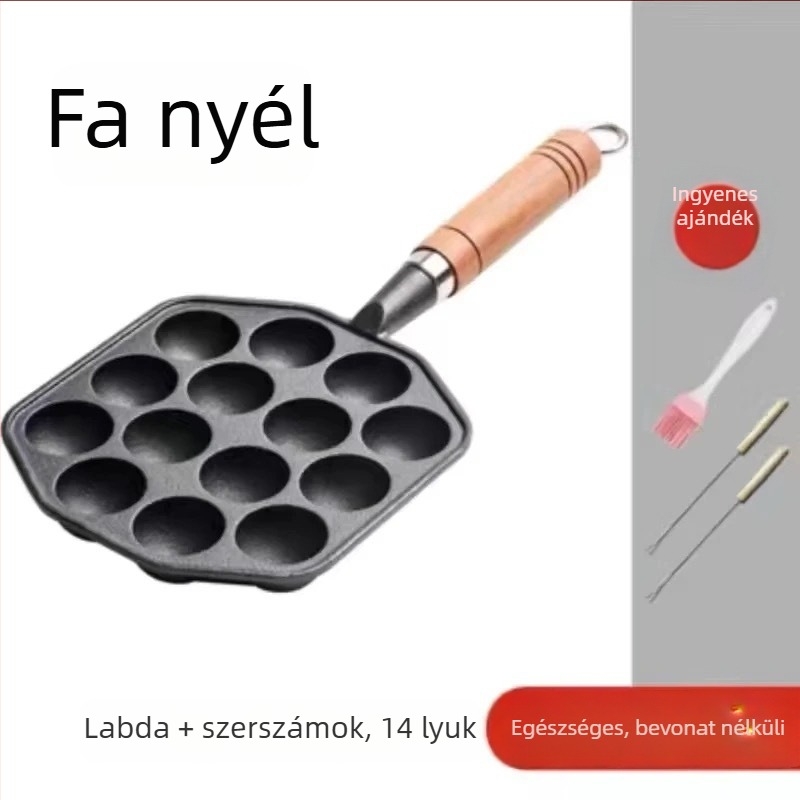 Takoyaki serpenyő öntöttvasból, bevonat nélküli, kör alakú, eredet: Hebei Xingtai