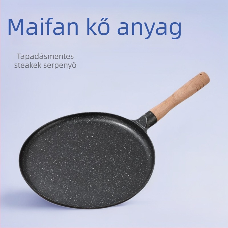 Maifan kővel készült lapos aljú tapadásmentes serpenyő, steakhez és tojásokhoz, kompatibil indukciós tűzhelyekkel és gáztűzhellyel.
