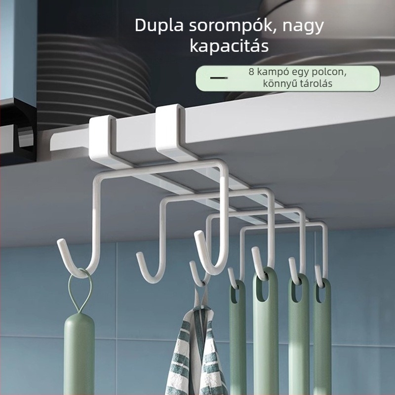 Bögre tartó vasdrótból, falra akasztható, fúrás nélkül, modern letisztult stílus
