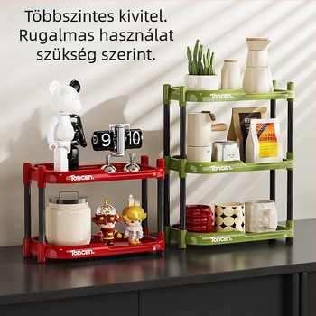 Asztali tároló poharak és írószerek számára, kétszintes és háromszintes kialakítás, ABS+PVC, modell 1002, modern minimalista stílus.