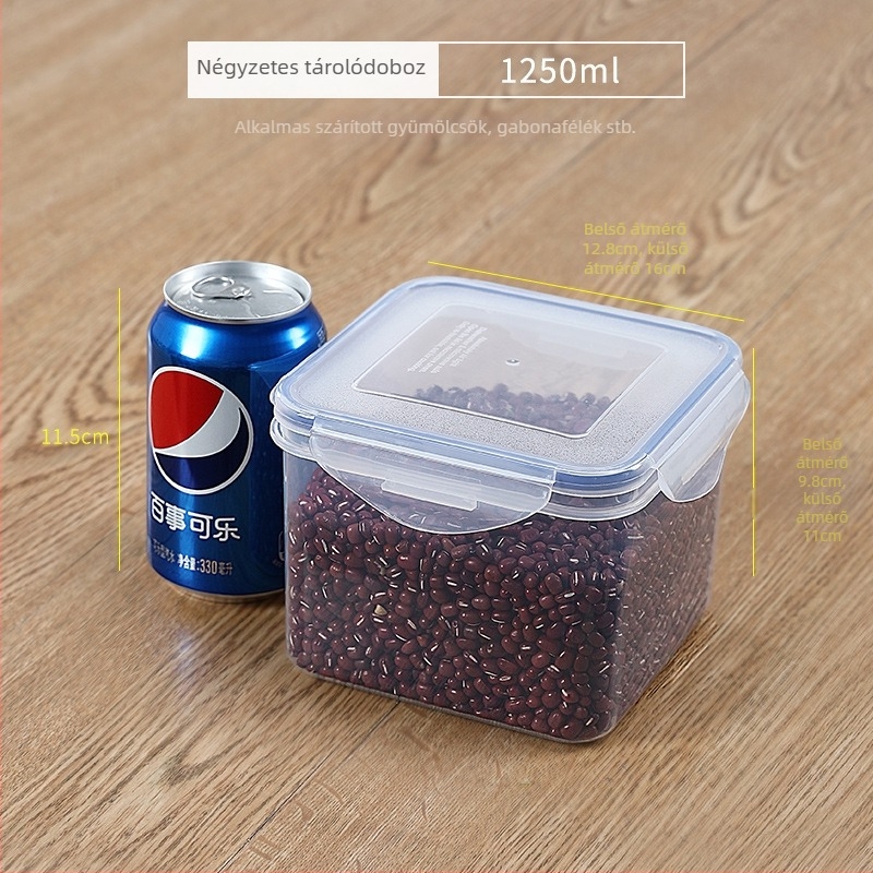 Élelmiszer-minőségű átlátszó műanyag tároló doboz fedéllel – szigetelt, mikrózható, 800–1000 ml