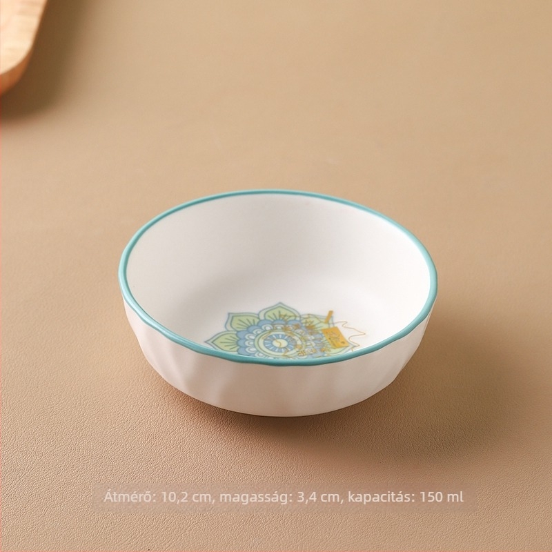 Porcelán mártogató tál savanyúság és fűszerezés számára, kör alakú tál növényi mintával