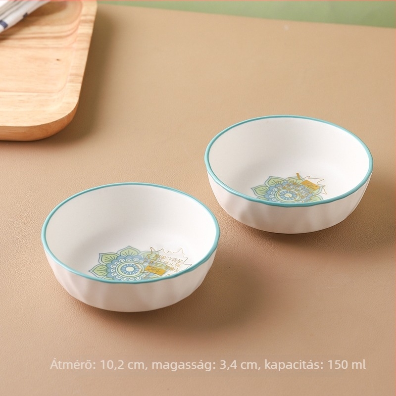Porcelán mártogató tál savanyúság és fűszerezés számára, kör alakú tál növényi mintával