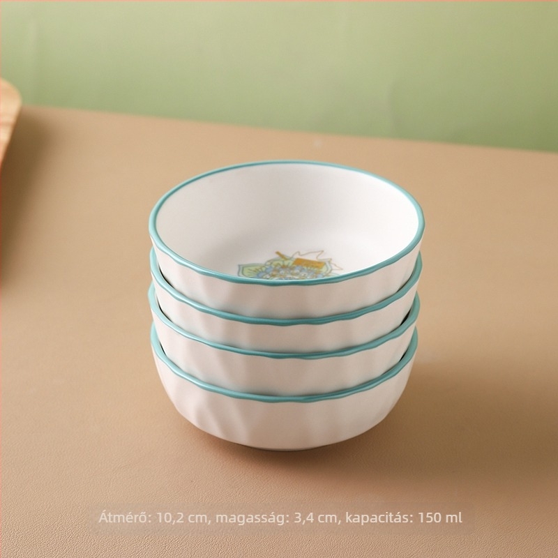 Porcelán mártogató tál savanyúság és fűszerezés számára, kör alakú tál növényi mintával