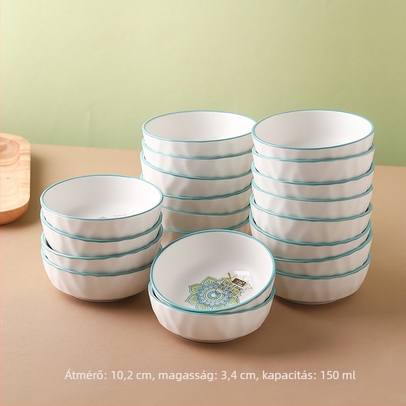 Porcelán mártogató tál savanyúság és fűszerezés számára, kör alakú tál növényi mintával