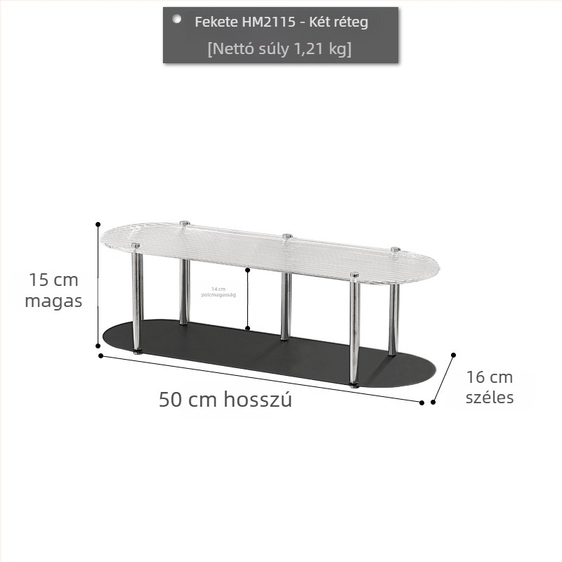 3‑szintes akril polc vízhullám mintával, asztali pohártartó, fürdőszobai tároló