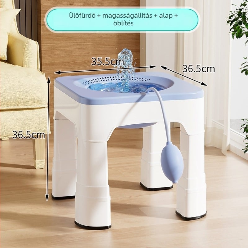 Műanyag ülőfürdő hemorroidok és prosztata ápolására, magasított kialakítású merülő készülék felnőtteknek