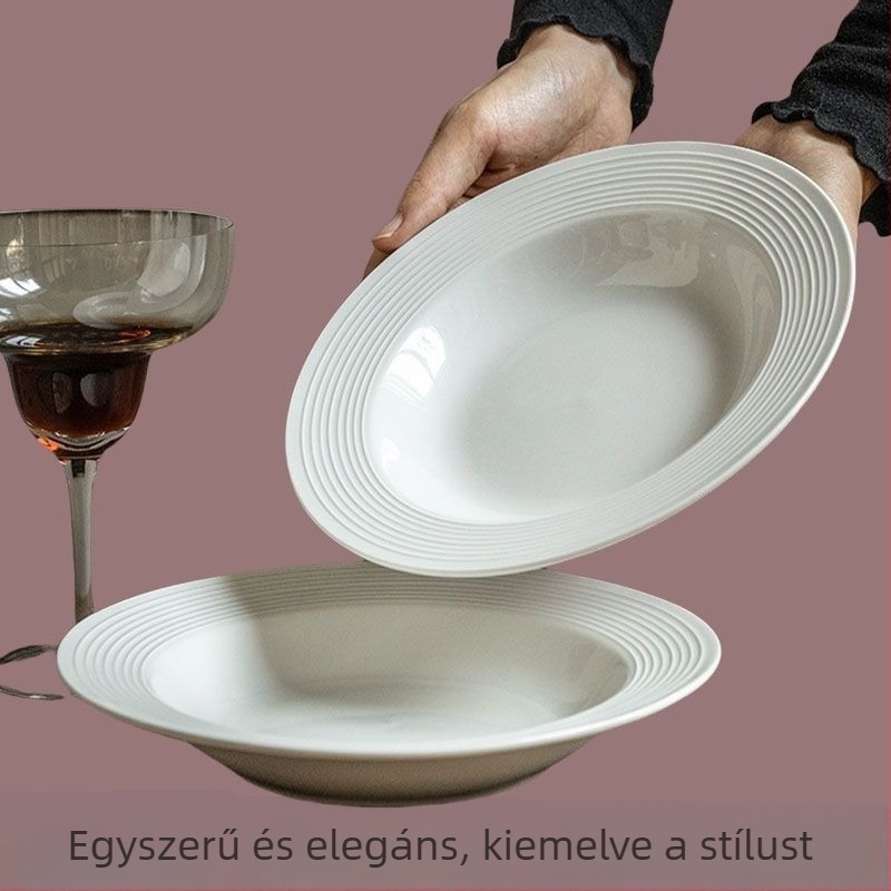 Csontporcelánból készült vacsora tányérkészlet, csíkos mintázat, kínai stílus, egyszerű stílus