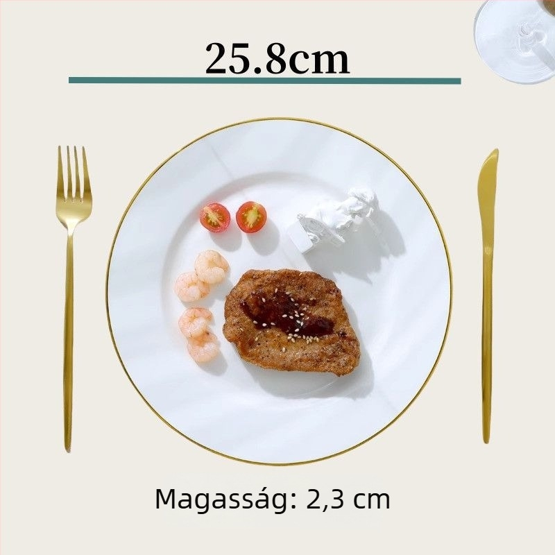 Csontporcelánból készült vacsora tányérkészlet, csíkos mintázat, kínai stílus, egyszerű stílus