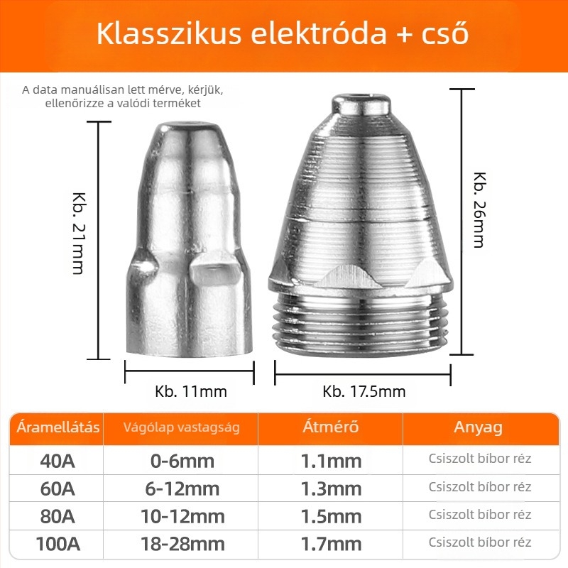 P80 plazma fúvóka vastított hafnium elektróddal – LGK-100 plazma vágó gép kiegészítők
