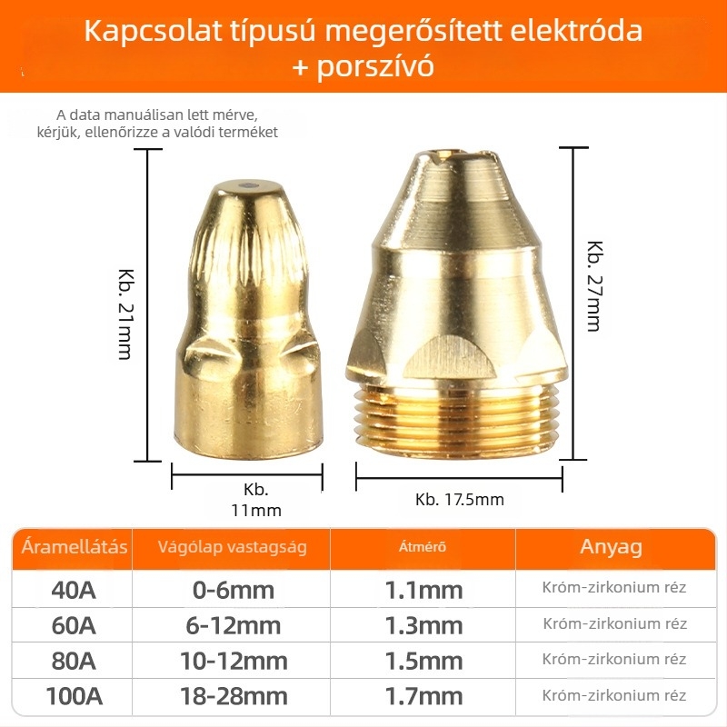 P80 plazma fúvóka vastított hafnium elektróddal – LGK-100 plazma vágó gép kiegészítők