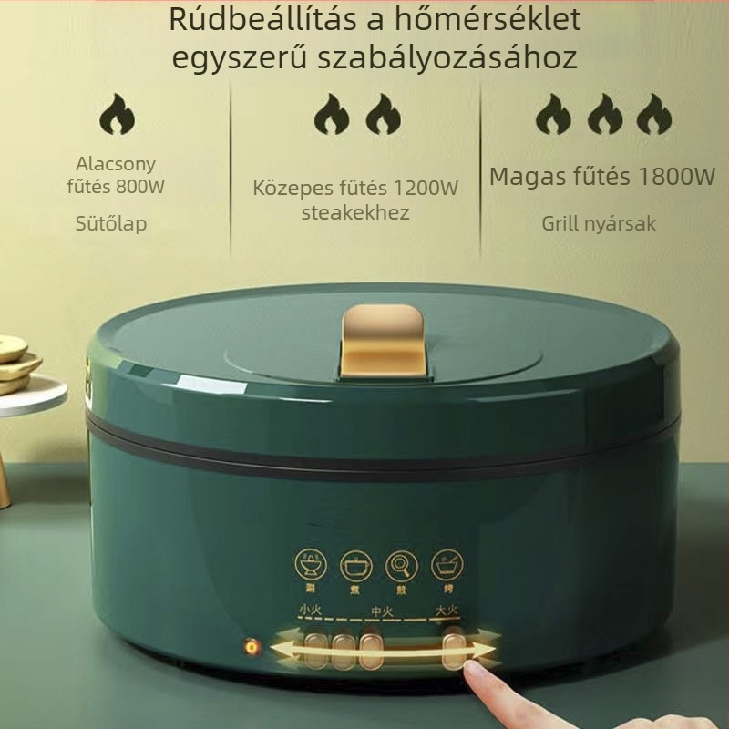 Nagy kapacitású elektromos palacsinta serpenyő, állítható hőmérséklet, kétoldali fűtés, multifunkcionális három az egyben – pirítás, sütés és grillezés.