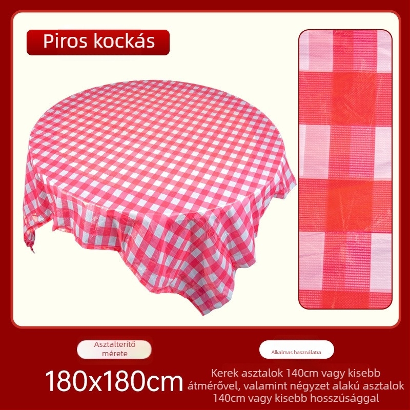 Egyszer használatos esküvői asztalterítő, kör alakú, műanyag, mintázat Fu karakterekkel és boldog karakterekkel, First Green