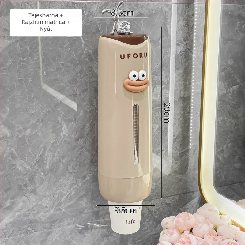 Falra szerelhető pohártartó egyszer használatos papír poharakhoz, lyukasztás nélkül, műanyagból, 330 g, modern minimalist stílus