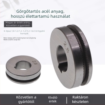 Duál meghajtású fogazott huzaldoboz kerék CO2 hegesztőpisztolyhoz, huzalfej flux-core 2,8 mm, K-típusú fogak