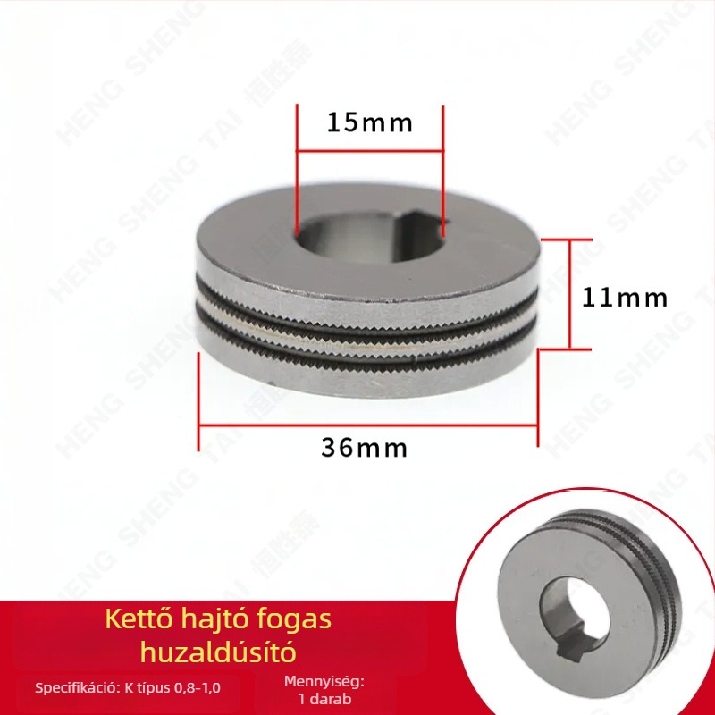 Duál meghajtású fogazott huzaldoboz kerék CO2 hegesztőpisztolyhoz, huzalfej flux-core 2,8 mm, K-típusú fogak