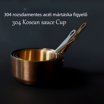 304 rozsdamentes acél Mártásos pohár fogantyúval, nordic stílus, kör alakú, mikrohullámú sütőben használható, testreszabás elérhető