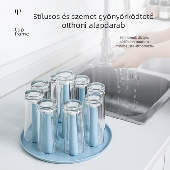 Otthoni pohár-tartó teáskészlethez – fordított leeresztő pohár-tartó, porvédett üveg pohár tároló