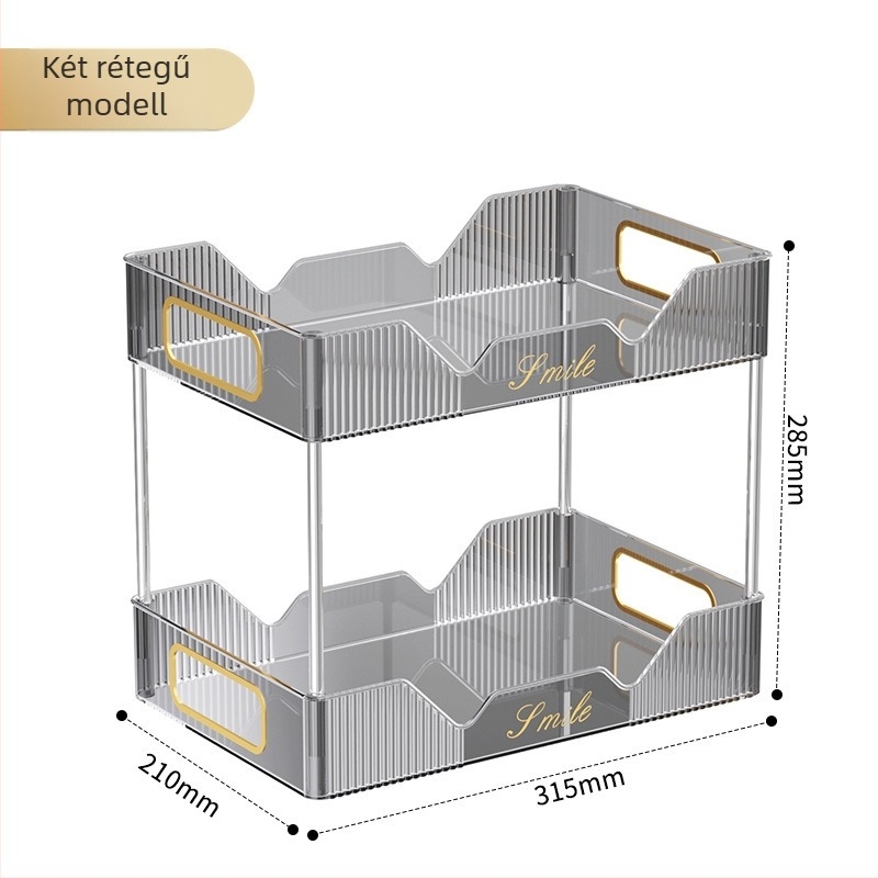 Nordic stílusú asztali tároló dupla réteg pohártartóval, PET anyag, modell 5015, Xihui márka, multifunkcionális