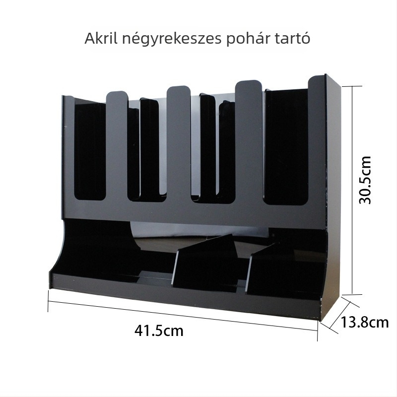 Akril pohártartó tej-tea bolt számára, modern minimális stílus, fúrás nélkül, pohárkiosztáshoz