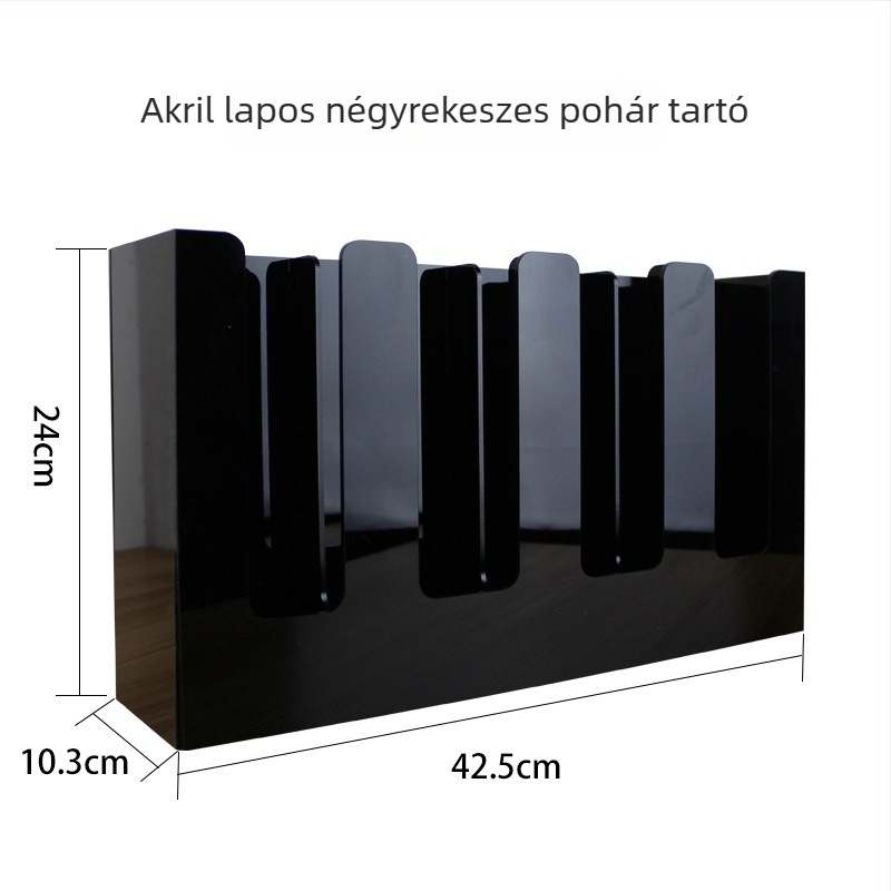 Akril pohártartó tej-tea bolt számára, modern minimális stílus, fúrás nélkül, pohárkiosztáshoz