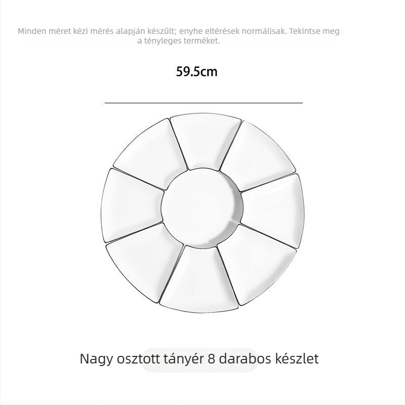 Fan alakú kerámia tálalókészlet csontporcelánból, aláglazúrral, egyszerű stílus