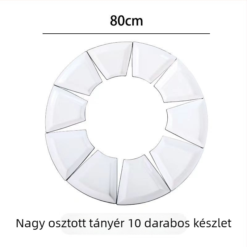 Fan alakú kerámia tálalókészlet csontporcelánból, aláglazúrral, egyszerű stílus