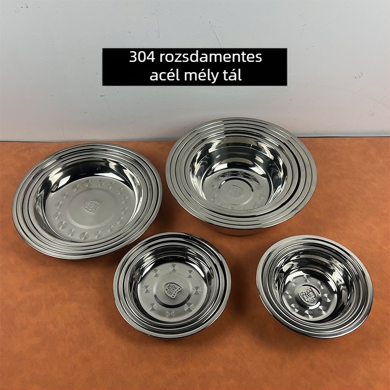 5 darabos kerek rozsdamentes acél étkészlet, modern minimalista stílus, egyszínű mintázat, mikrohullámú sütő nem alkalmas