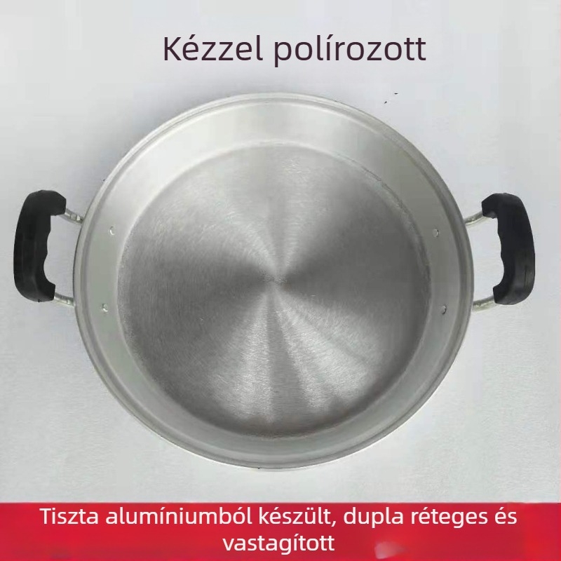 Csiszolt, bevonat nélküli tiszta alumínium háztartási öregstílusú vastított serpenyő palacsintákhoz, tapadásmentes, LPG-kompatibilis