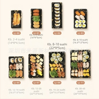 Sushi csomagoló doboz - Egyszer használatos, Átlátszó műanyag, Anti-fog, Lazac csomagolás, 200 db, Márka Rice Source, Anyag: Műanyag, Mikrohullámú sütő: Nem, Testreszabás: Igen