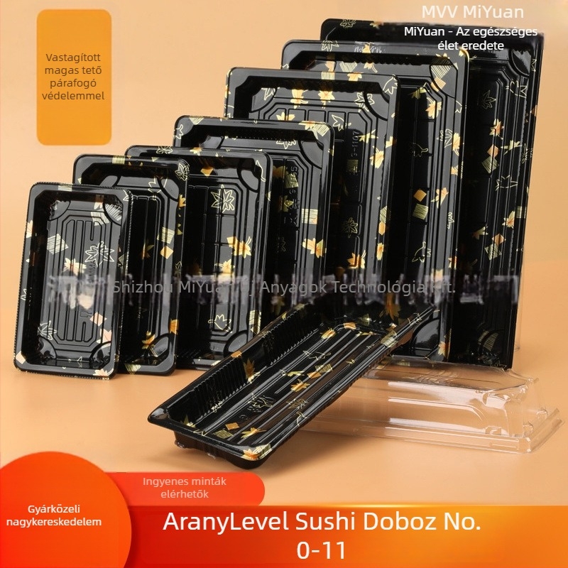 Sushi csomagoló doboz - Egyszer használatos, Átlátszó műanyag, Anti-fog, Lazac csomagolás, 200 db, Márka Rice Source, Anyag: Műanyag, Mikrohullámú sütő: Nem, Testreszabás: Igen