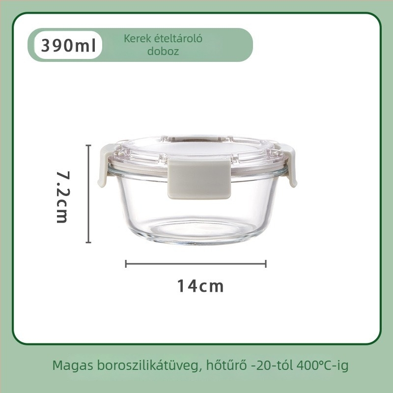 Üveges ebédes doboz négyzet alakú, hőálló üveg, mikrohullámú sütőben használható, kapacitás 301–800 ml
