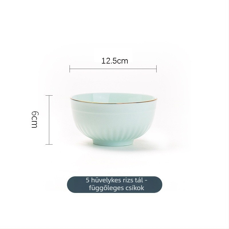 Porcelánból készült nordic stílusú tálkák készlet díszítő szegéllyel, mikrohullámú sütőben használható, kör alakú