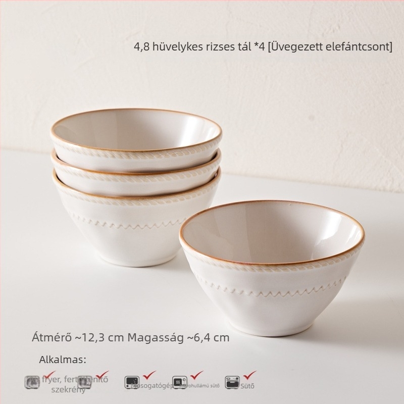 Francia stílusú porcelán étkészlet — tálak és tányérok egyszínűek, alglazúr felület, prémium minőségű, 5 darabból álló