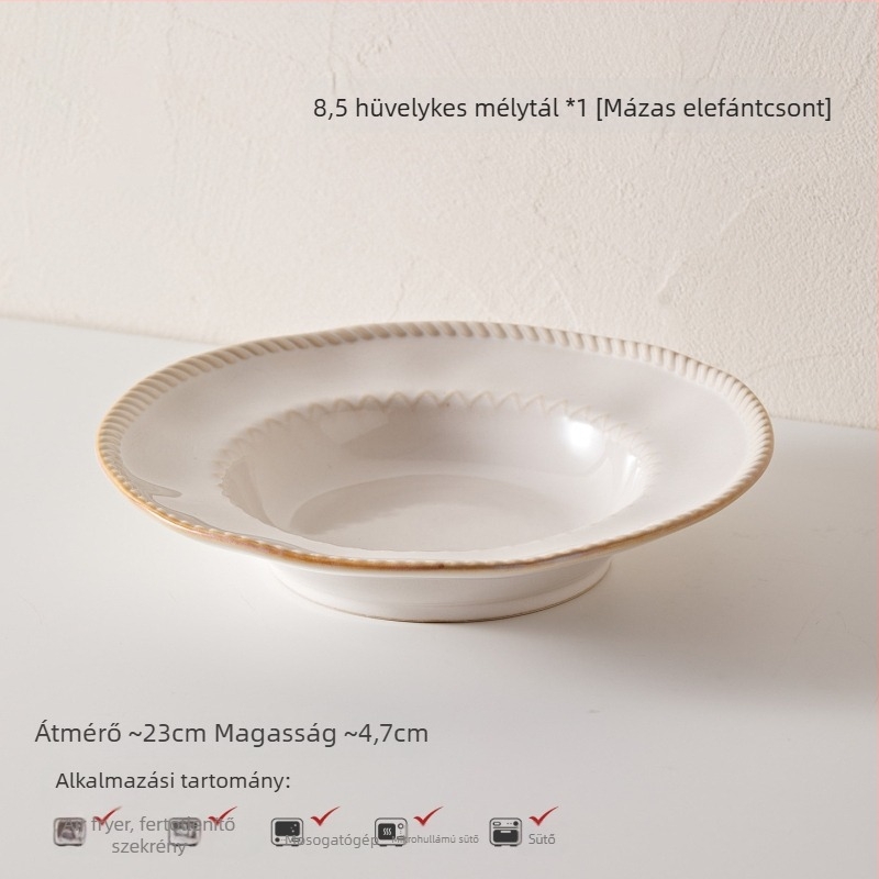 Francia stílusú porcelán étkészlet — tálak és tányérok egyszínűek, alglazúr felület, prémium minőségű, 5 darabból álló
