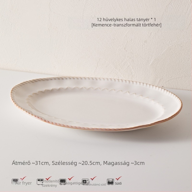 Francia stílusú porcelán étkészlet — tálak és tányérok egyszínűek, alglazúr felület, prémium minőségű, 5 darabból álló
