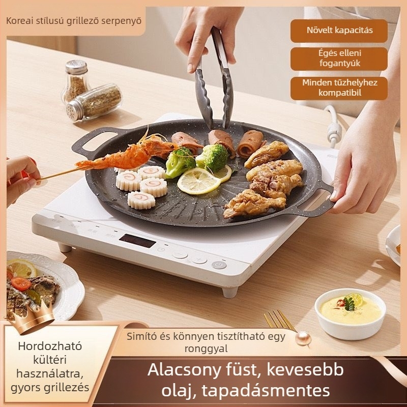 TY6 kör alakú ötvözet grilllemez kültéri kempingezéshez – tapadásmentes, könnyen tisztítható, sztancolással készült