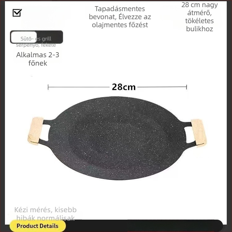 Mega-Poly vas grill tálca, kerek, hordozható, 500 g