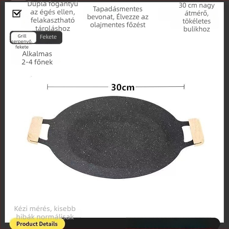 Mega-Poly vas grill tálca, kerek, hordozható, 500 g