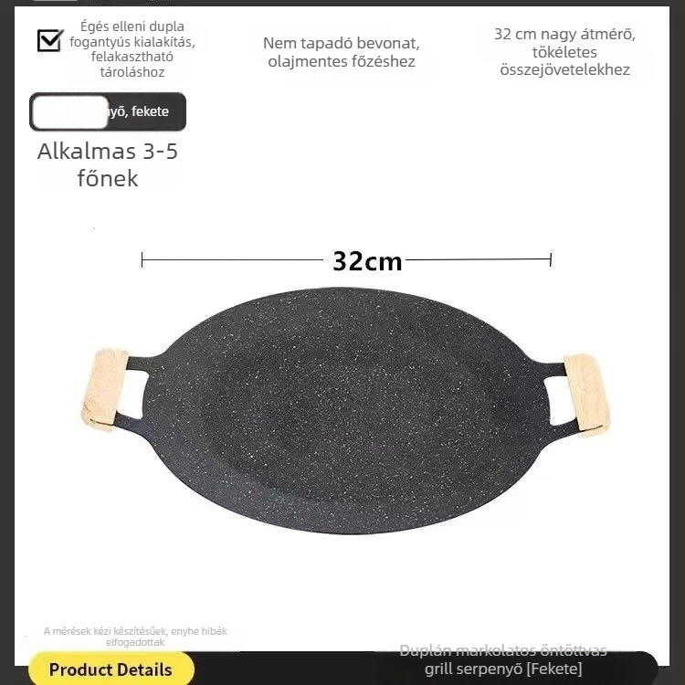 Mega-Poly vas grill tálca, kerek, hordozható, 500 g