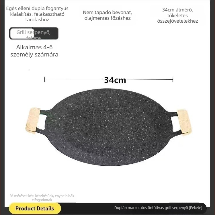 Mega-Poly vas grill tálca, kerek, hordozható, 500 g